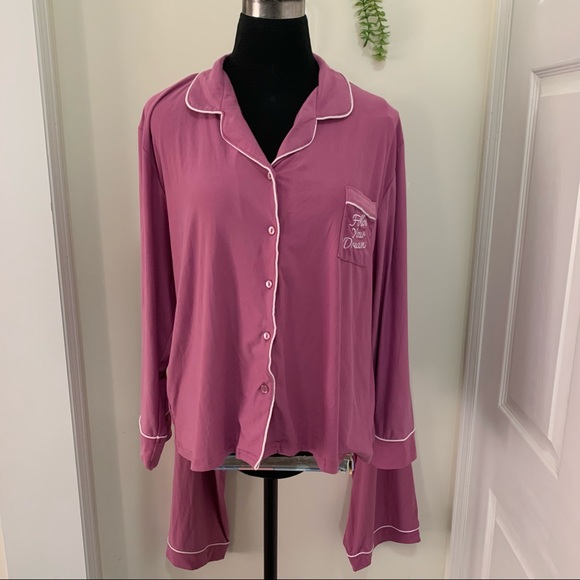 Mentally Exhausted Embroidered Pocket loungewear Sleepwear Set size XL - Picture 13 of 15